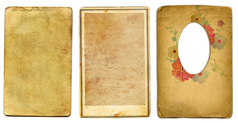 set of Vintage paper  photo frames isolated background