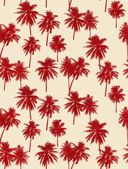 Abstract Grunge Textured Coconut Palm Trees Silhouettes Seamless Pattern Trendy Fashion Colors Natural Surface Tropical Background Design Perfect for Allover Fabric Print or Wrapping Paper