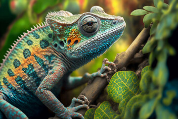 Obraz premium close up chameleon, generative ai