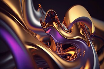 fractal background with gold. Generative AI