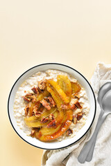 Caramelized banana oatmeal bowl