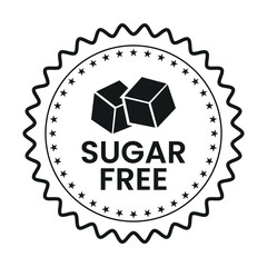 sugar Free Icon, Sugar Free Badge, No Sugar Emblem, Stamp, Seal, Label, Logo, Diabetic Food Symbol Vector Illustration For Product Packaging Design
