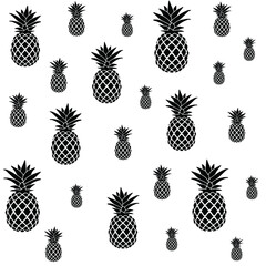 Pineapple Pattern illustration of realistic Pineapple silhouettes 