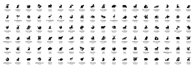 Fototapeta Animals logos collection. Animal logo set. Geometrical abstract logos. Icon design	 obraz
