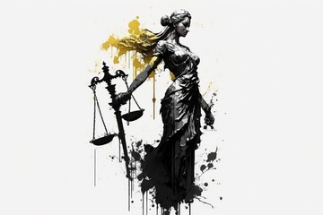 Justitia painting minimalistic on a white background