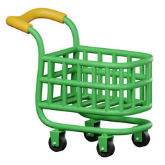 green shopping cart isolated