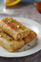 Spring rolls - a typical dish in Chinese and other Southeast Asian cuisines	
