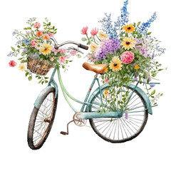 Fresh Blooms on the Move: Biking with Flower Baskets AI Generated