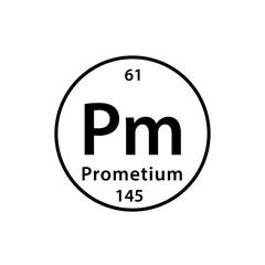 Prometium element periodic table icon vector logo design template