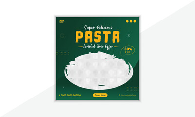 Food social media design template square size with logo and icon. 