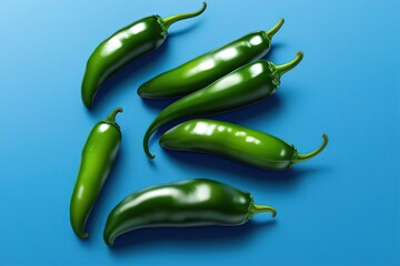 Jalapeno on a blue background. For design. AI Generated.