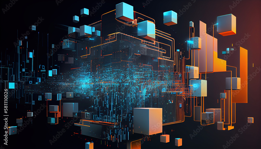 Poster digital technology, internet network connection, big data, digital marketing iot internet of things.