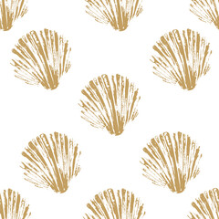 Beautiful  golden sea shell vector pattern illustration