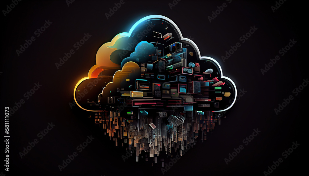 Poster cloud computing technology concept. futuristic illustration ai generated- generative ai