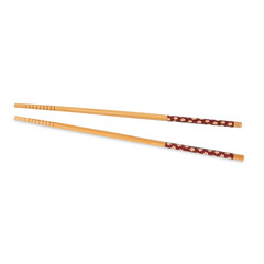 A pair of bambu decorated chopsticks isolated over white background