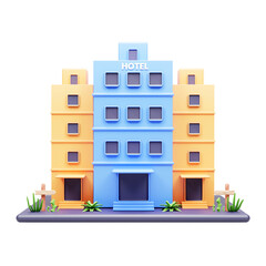 3d hotel icon or 3d travel hotel icon