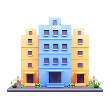 3d hotel icon or 3d travel hotel icon
