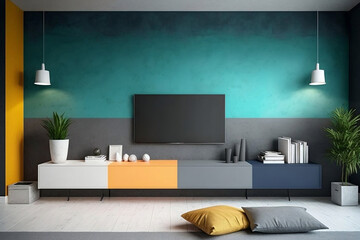 aesthetic tv room, generative ai