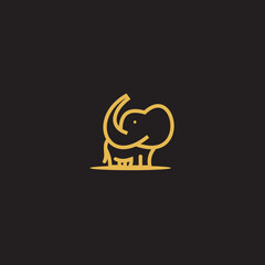 African Elephant Logo  Elephant Logo with gold color 