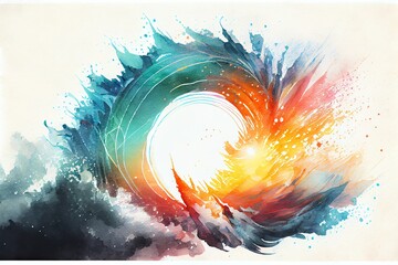Watercolor Illustration of a Futuristic Mega Wave Particle Background Design. Generative AI