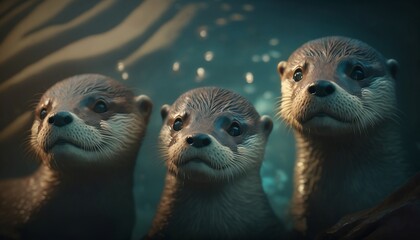 mother and baby otter