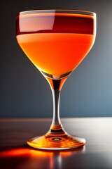 A sophisticated Manhattan with amber hues in a chilled glass, garnished with a cherry and orange twist.