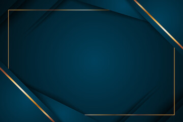 Abstract luxury dark blue background with golden lines . Luxury and elegant design.