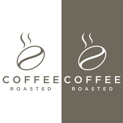 Logo design of arabica coffee cup and coffee plant hand drawn vintage style.Logo for business, cafe, restaurant, badge and coffee shop.