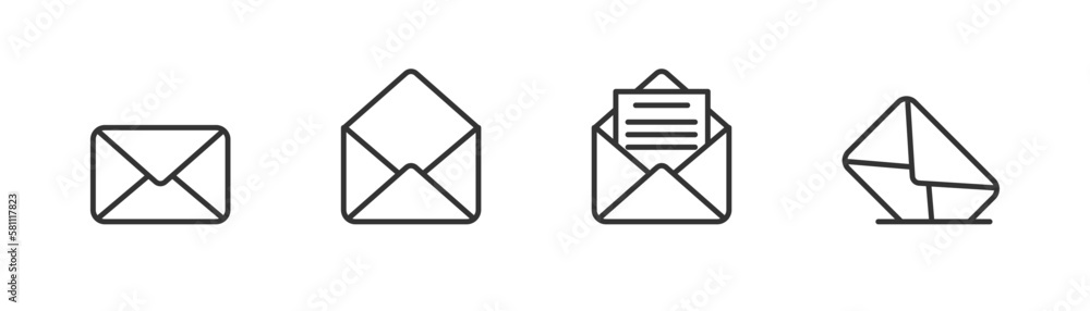 Poster mail set line icons. open and closed envelope. e-mail icon. vector isolated flat illustration