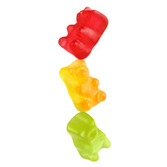 Three delicious jelly gummy bears cut out