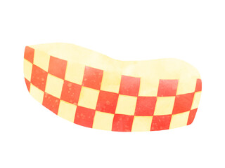 市松模様の飾り切りにした赤りんご1つ　格子柄