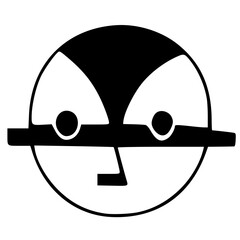 black and white of cartoon face icon