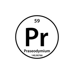 Praseodymium element periodic table icon vector logo design template