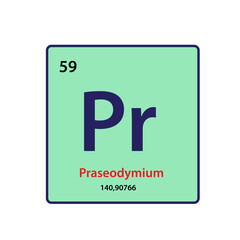 Praseodymium element periodic table icon vector logo design template