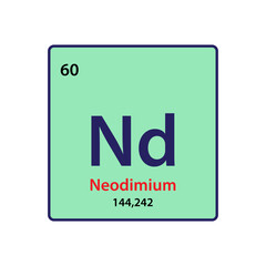 Neodimium element periodic table icon vector logo design template