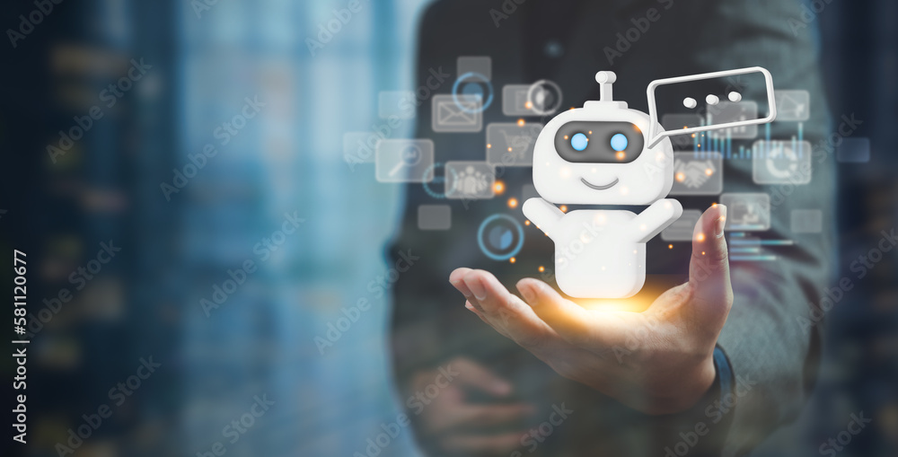 Aufkleber ai artificial intelligence and conversational chatbots businesses digital technology interact with a