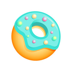 Donut with mint glaze. Donut icon, vector illustration