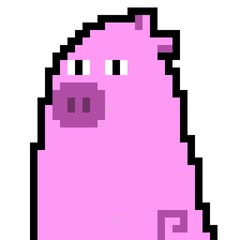 Obraz premium pixel art of cute pig cartoon