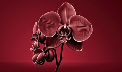  a red flower on a red background with a reflection of the flower in the water and the petals still attached to the flower stem,.  generative ai