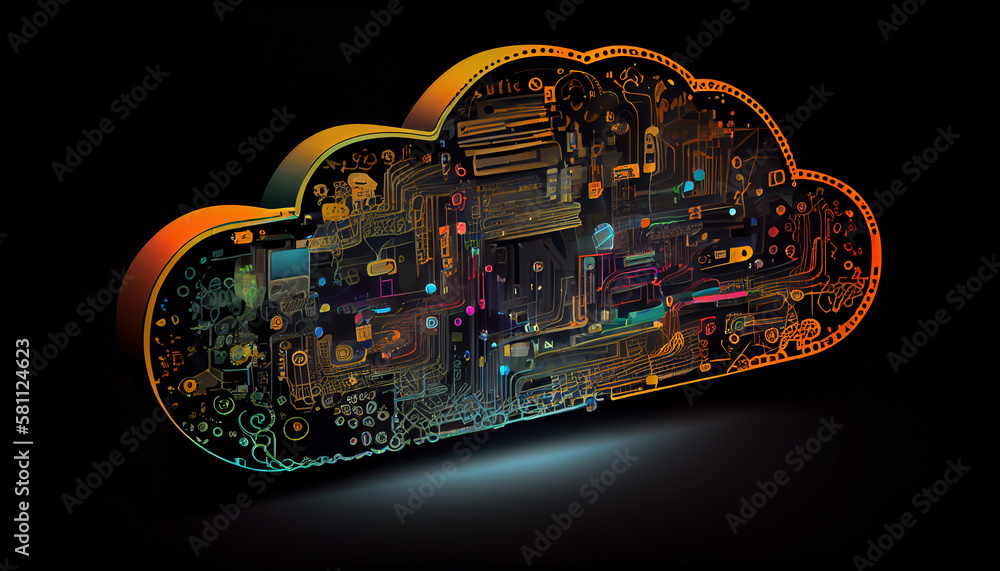 Aufkleber cloud computing technology concept. futuristic illustration ai generated- generative ai