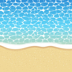 Fototapeta na wymiar Beautiful summer blue water surface ripple and seaside beach on sunny day illustration.