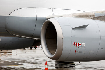 Engine of aircraft ready for departure