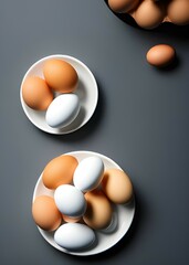 eggs in a bowl on a blue background