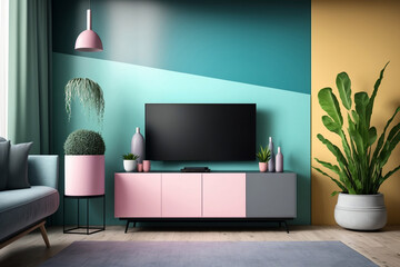 aesthetic tv room, generative ai