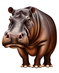 Hippopotamus Illustration With Transparent Background. Generative Ai.