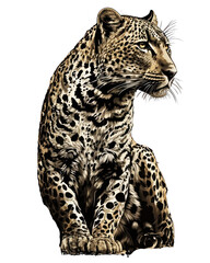 Leopard Illustration With Transparent Background. Generative Ai.