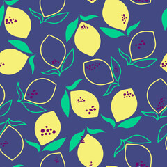 Seamless vector pattern with lemon. Citrusy, tropical sketch with hand drawn lemons. Botanical print pattern. 
On textiles, gift paper, banners, menus. Lemon Harvest.