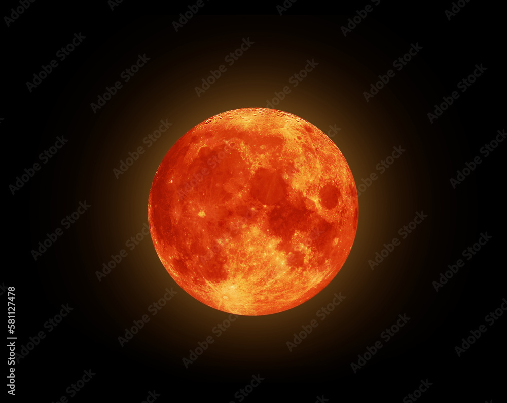 Wall mural blood moon of a red full moon isolated with background.elements of this image furnished by nasa.