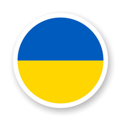 Flag of Ukraine flat icon. Round vector element with shadow underneath. Best for mobile apps, UI and web design.
