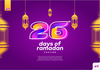 Naklejka premium 26th day of Ramadan fasting poster.